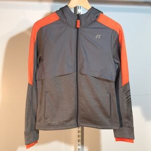 Russell Boys Full Zip Hooded Sweatshirt Grey Flannel Heather Size XL (14-16)